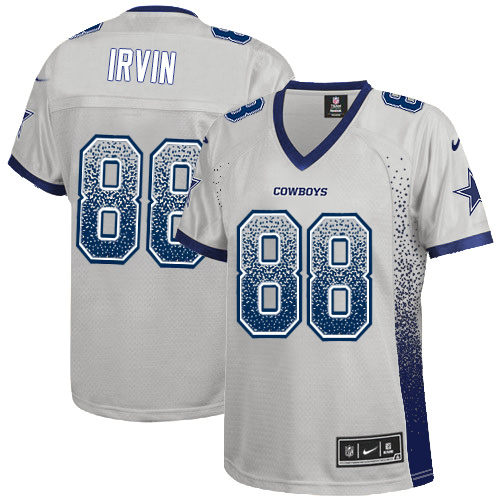 Nike Cowboys #88 Michael Irvin Grey Women's Stitched NFL Elite Drift Fashion Jersey