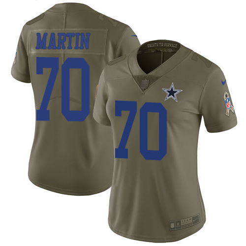 Nike Cowboys #70 Zack Martin Olive Women's Stitched NFL Limited 2017 Salute to Service Jersey