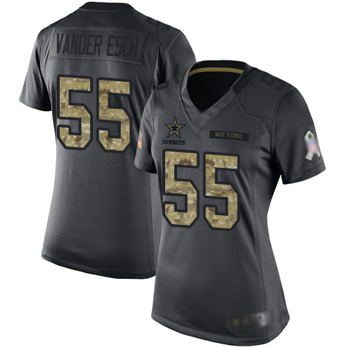 Nike Cowboys #55 Leighton Vander Esch Black Women's Stitched NFL Limited 2016 Salute to Service Jersey