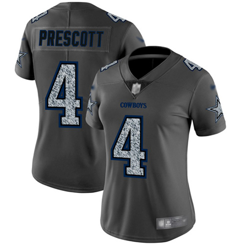Nike Cowboys #4 Dak Prescott Gray Static Women's Stitched NFL Vapor Untouchable Limited Jersey