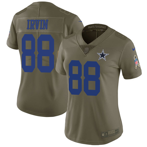 Nike Cowboys #88 Michael Irvin Olive Women's Stitched NFL Limited 2017 Salute to Service Jersey