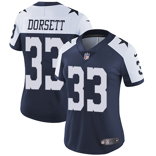 Nike Cowboys #33 Tony Dorsett Navy Blue Thanksgiving Women's Stitched NFL Vapor Untouchable Limited Throwback Jersey