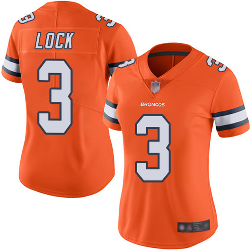 Nike Broncos #3 Drew Lock Orange Women's Stitched NFL Limited Rush Jersey