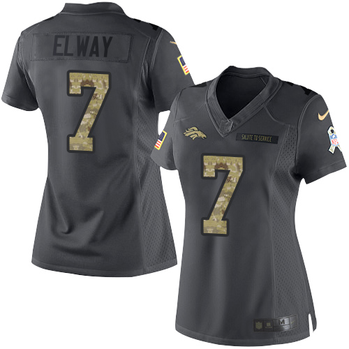 Nike Broncos #7 John Elway Black Women's Stitched NFL Limited 2016 Salute to Service Jersey
