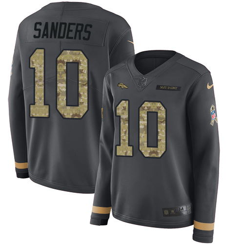 Nike Broncos #10 Emmanuel Sanders Anthracite Salute to Service Women's Stitched NFL Limited Therma Long Sleeve Jersey