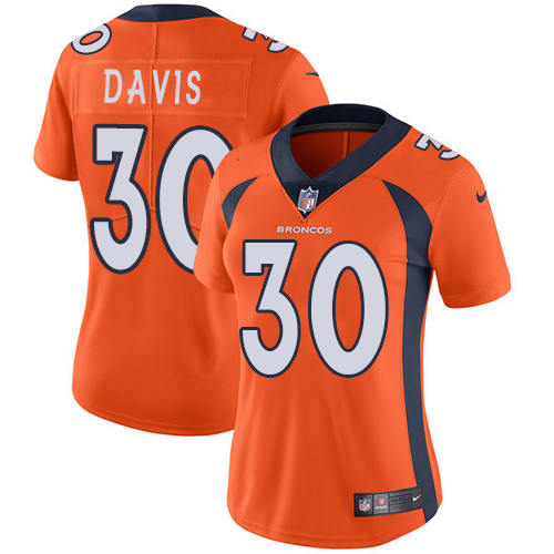 Nike Broncos #30 Terrell Davis Orange Team Color Women's Stitched NFL Vapor Untouchable Limited Jersey