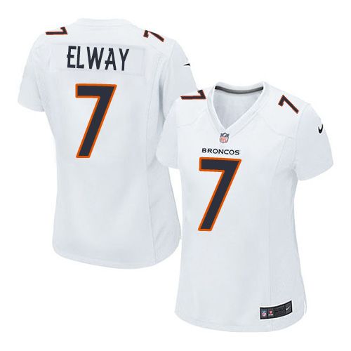 Nike Broncos #7 John Elway White Women's Stitched NFL Game Event Jersey