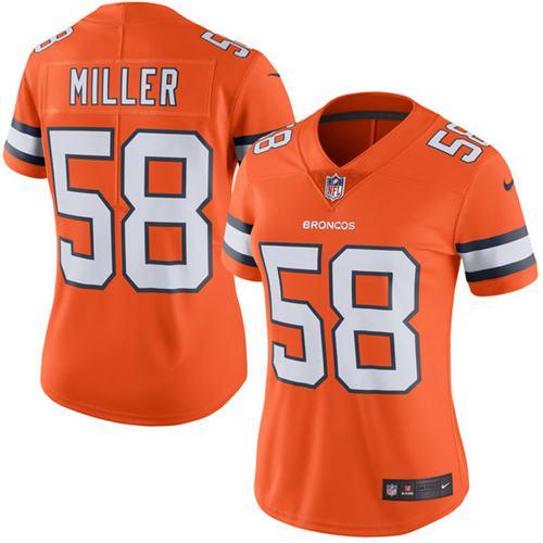 Nike Broncos #58 Von Miller Orange Women's Stitched NFL Limited Rush Jersey