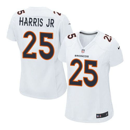 Nike Broncos #25 Chris Harris Jr White Women's Stitched NFL Game Event Jersey