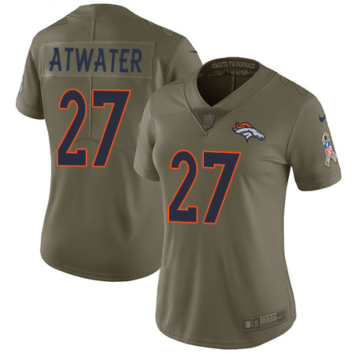 Nike Broncos #27 Steve Atwater Olive Women's Stitched NFL Limited 2017 Salute to Service Jersey