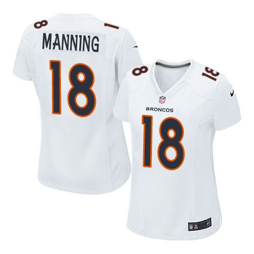 Nike Broncos #18 Peyton Manning White Women's Stitched NFL Game Event Jersey