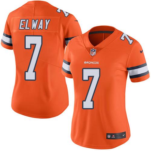 Nike Broncos #7 John Elway Orange Women's Stitched NFL Limited Rush Jersey
