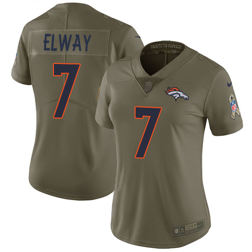 Nike Broncos #7 John Elway Olive Women's Stitched NFL Limited 2017 Salute to Service Jersey