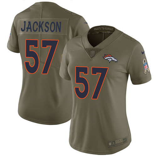 Nike Broncos #57 Tom Jackson Olive Women's Stitched NFL Limited 2017 Salute to Service Jersey