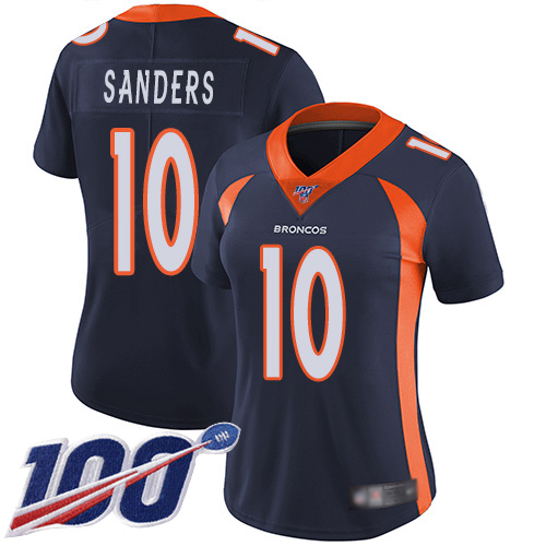 Nike Broncos #10 Emmanuel Sanders Navy Blue Alternate Women's Stitched NFL 100th Season Vapor Limited Jersey