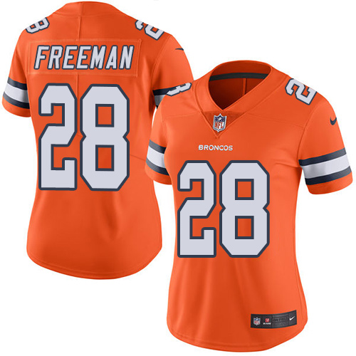Nike Broncos #28 Royce Freeman Orange Women's Stitched NFL Limited Rush Jersey