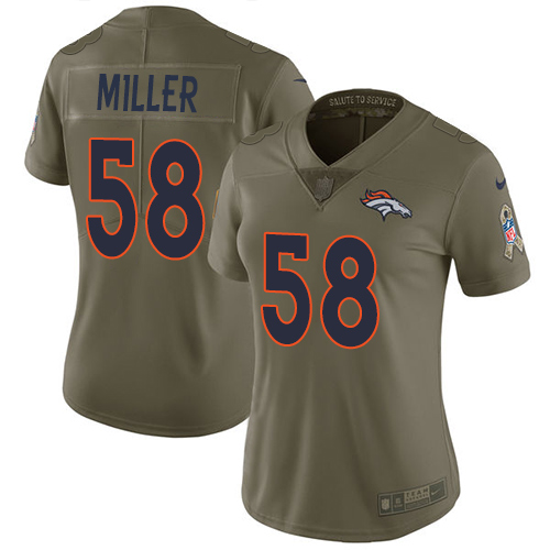 Nike Broncos #58 Von Miller Olive Women's Stitched NFL Limited 2017 Salute to Service Jersey