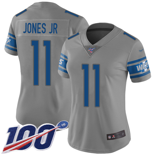 Nike Lions #11 Marvin Jones Jr Gray Women's Stitched NFL Limited Inverted Legend 100th Season Jersey
