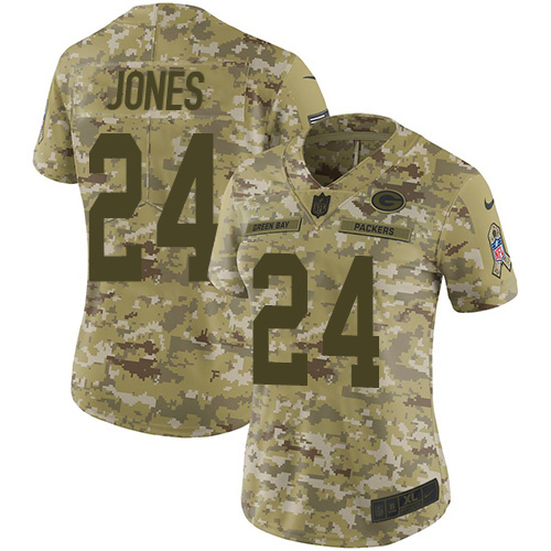 Nike Packers #24 Josh Jones Camo Women's Stitched NFL Limited 2018 Salute to Service Jersey