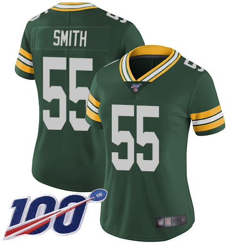Nike Packers #55 Za'Darius Smith Green Team Color Women's Stitched NFL 100th Season Vapor Limited Jersey