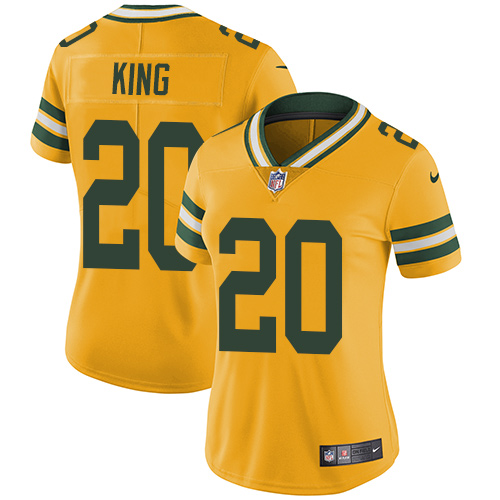 Nike Packers #20 Kevin King Yellow Women's Stitched NFL Limited Rush Jersey