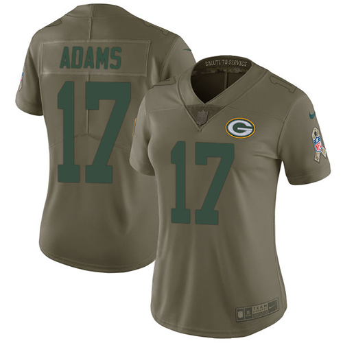 Nike Packers #17 Davante Adams Olive Women's Stitched NFL Limited 2017 Salute to Service Jersey