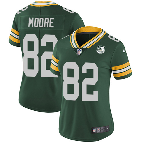 Nike Packers #82 J'Mon Moore Green Team Color Women's 100th Season Stitched NFL Vapor Untouchable Limited Jersey