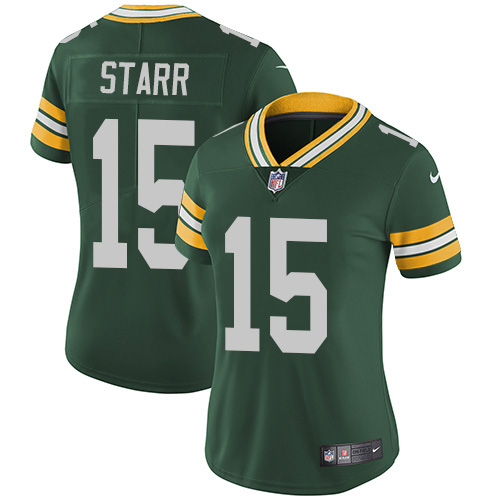 Nike Packers #15 Bart Starr Green Team Color Women's Stitched NFL Vapor Untouchable Limited Jersey
