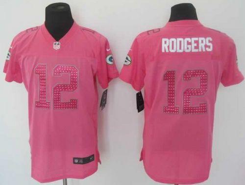 Nike Packers #12 Aaron Rodgers Pink Sweetheart Women's Stitched NFL Elite Jersey