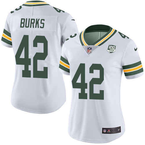 Nike Packers #42 Oren Burks White Women's 100th Season Stitched NFL Vapor Untouchable Limited Jersey