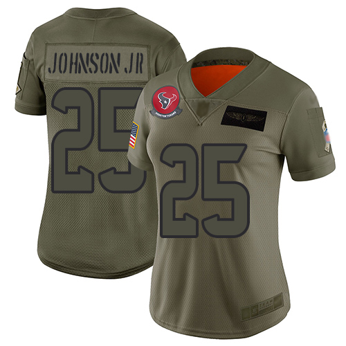 Nike Texans #25 Duke Johnson Jr Camo Women's Stitched NFL Limited 2019 Salute to Service Jersey