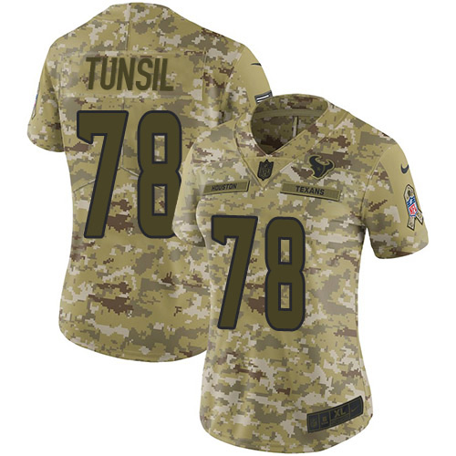 Nike Texans #78 Laremy Tunsil Camo Women's Stitched NFL Limited 2018 Salute To Service Jersey
