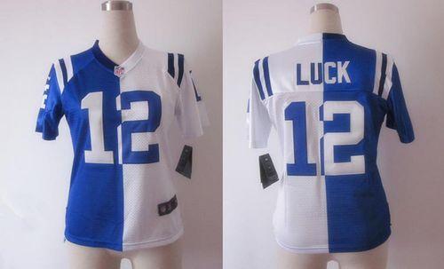Nike Colts #12 Andrew Luck Royal Blue/White Women's Stitched NFL Elite Split Jersey