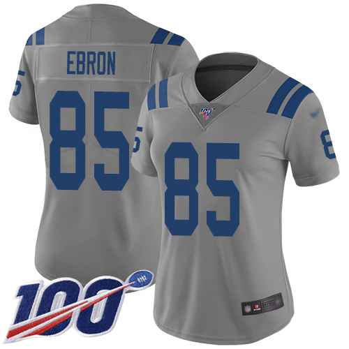 Nike Colts #85 Eric Ebron Gray Women's Stitched NFL Limited Inverted Legend 100th Season Jersey