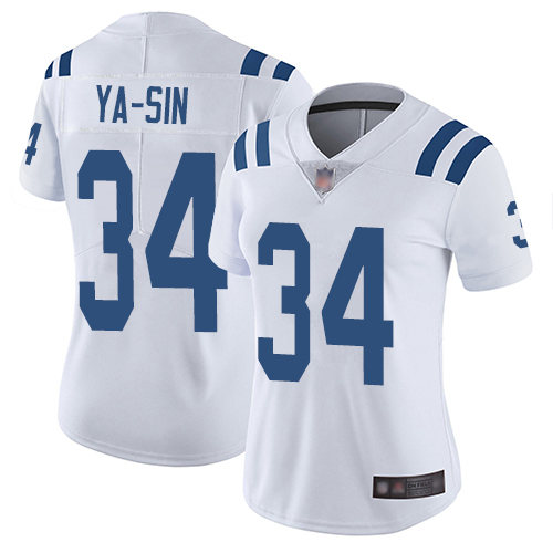 Nike Colts #34 Rock Ya-Sin White Women's Stitched NFL Vapor Untouchable Limited Jersey