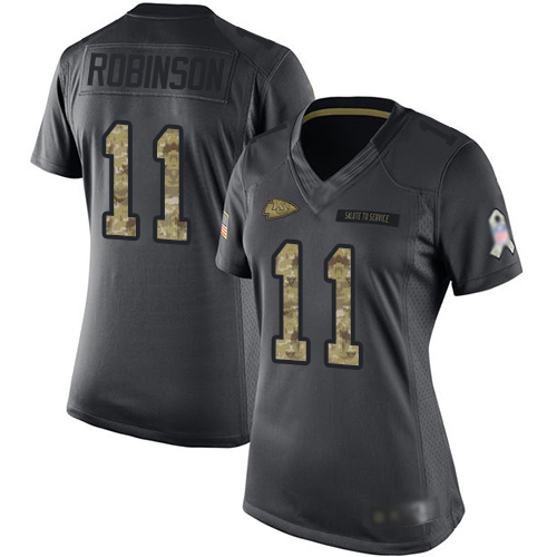 Nike Chiefs #11 Demarcus Robinson Black Women's Stitched NFL Limited 2016 Salute to Service Jersey