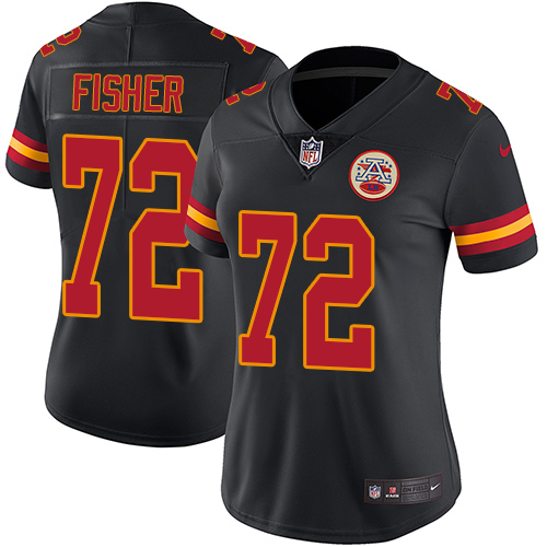 Nike Chiefs #72 Eric Fisher Black Women's Stitched NFL Limited Rush Jersey
