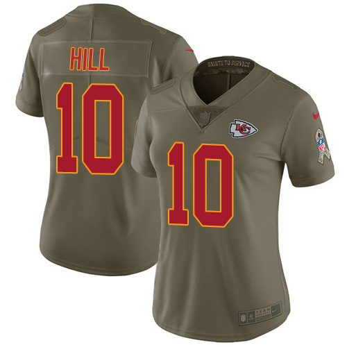 Nike Chiefs #10 Tyreek Hill Olive Women's Stitched NFL Limited 2017 Salute to Service Jersey