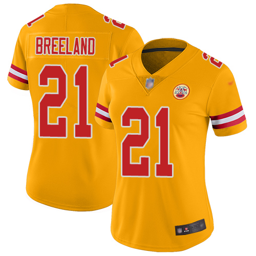 Nike Chiefs #21 Bashaud Breeland Gold Women's Stitched NFL Limited Inverted Legend Jersey