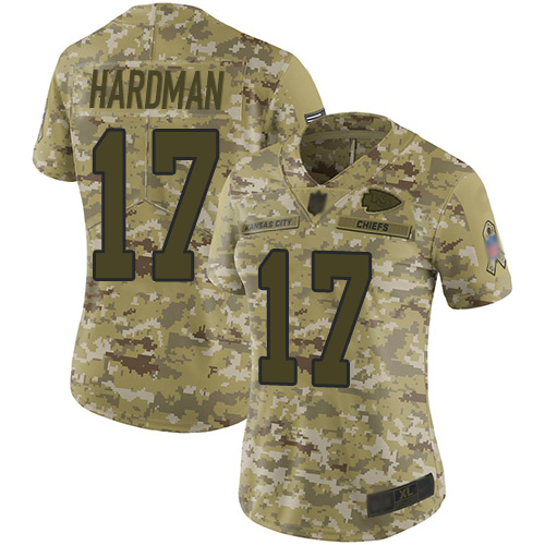 Nike Chiefs #17 Mecole Hardman Camo Women's Stitched NFL Limited 2018 Salute to Service Jersey