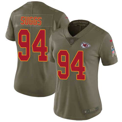 Nike Chiefs #94 Terrell Suggs Olive Women's Stitched NFL Limited 2017 Salute To Service Jersey