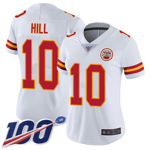 Nike Chiefs #10 Tyreek Hill White Women's Stitched NFL 100th Season Vapor Limited Jersey