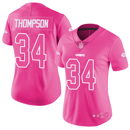 Nike Chiefs #34 Darwin Thompson Pink Women's Stitched NFL Limited Rush Fashion Jersey