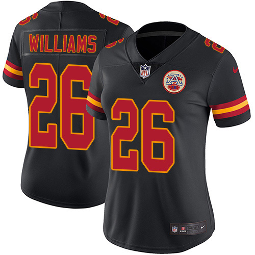 Nike Chiefs #26 Damien Williams Black Women's Stitched NFL Limited Rush Jersey
