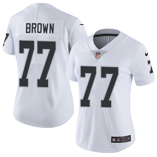 Nike Raiders #77 Trent Brown White Women's Stitched NFL Vapor Untouchable Limited Jersey