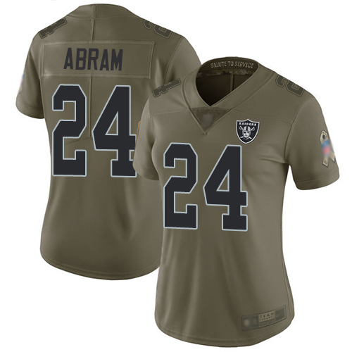 Nike Raiders #24 Johnathan Abram Olive Women's Stitched NFL Limited 2017 Salute to Service Jersey