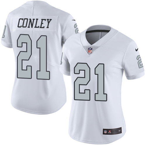 Nike Raiders #21 Gareon Conley White Women's Stitched NFL Limited Rush Jersey