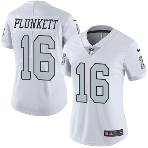 Nike Raiders #16 Jim Plunkett White Women's Stitched NFL Limited Rush Jersey