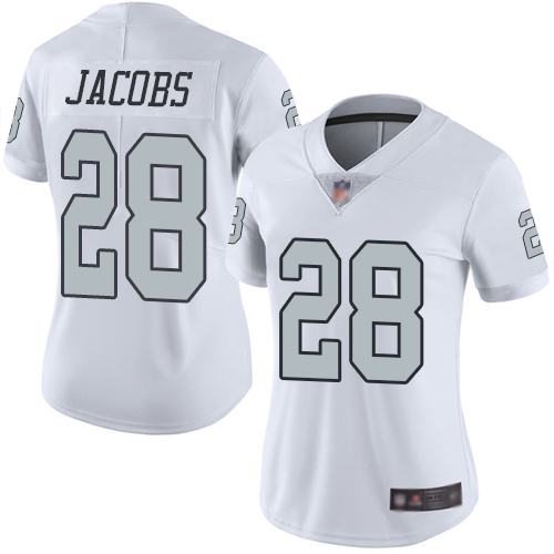 Nike Raiders #28 Josh Jacobs White Women's Stitched NFL Limited Rush Jersey