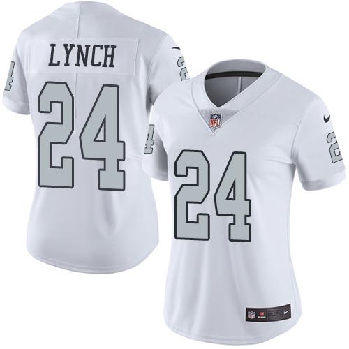 Nike Raiders #24 Marshawn Lynch White Women's Stitched NFL Limited Rush Jersey